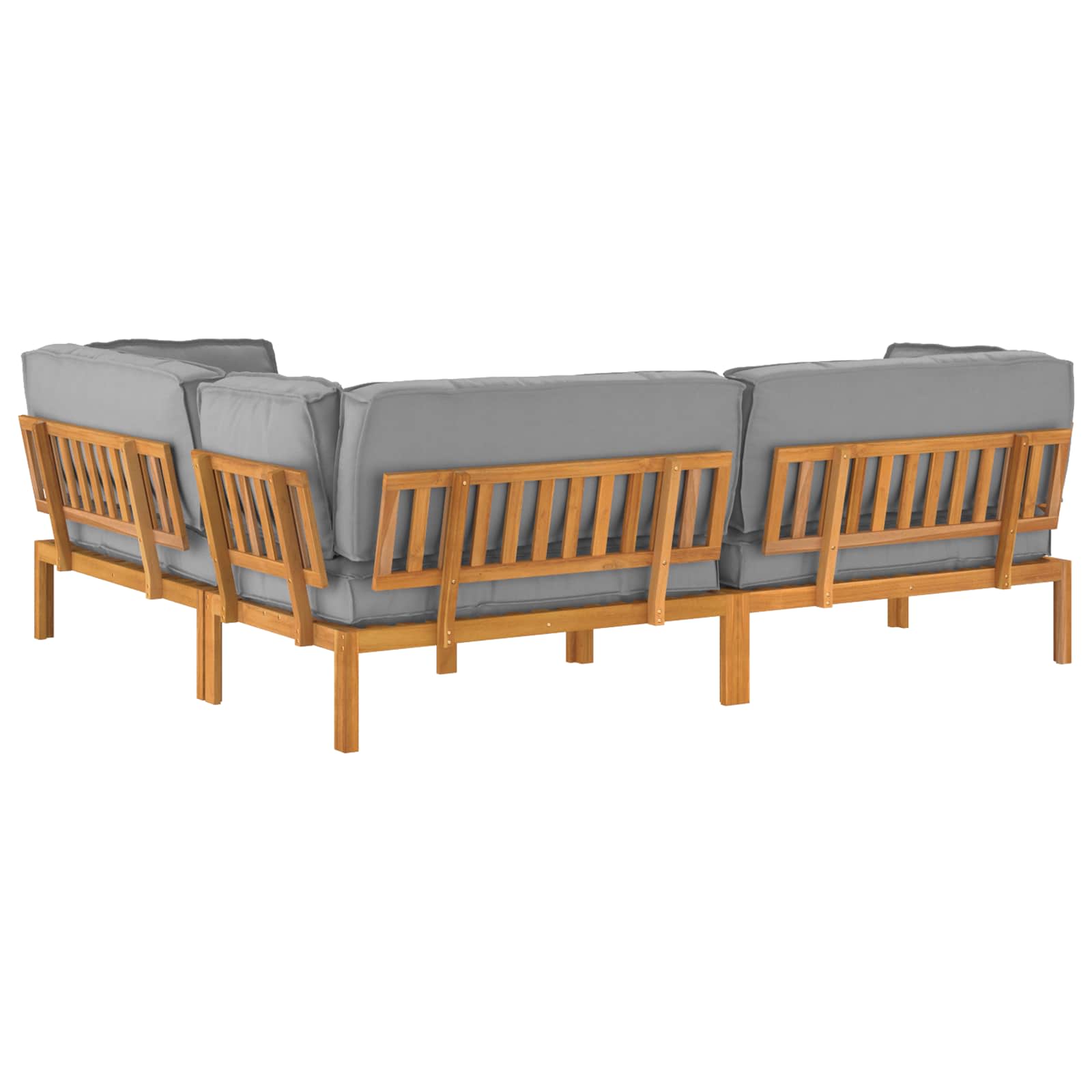 Sofa Set mit Kissen Uni 4 pcs Grau Massivholz Akazie