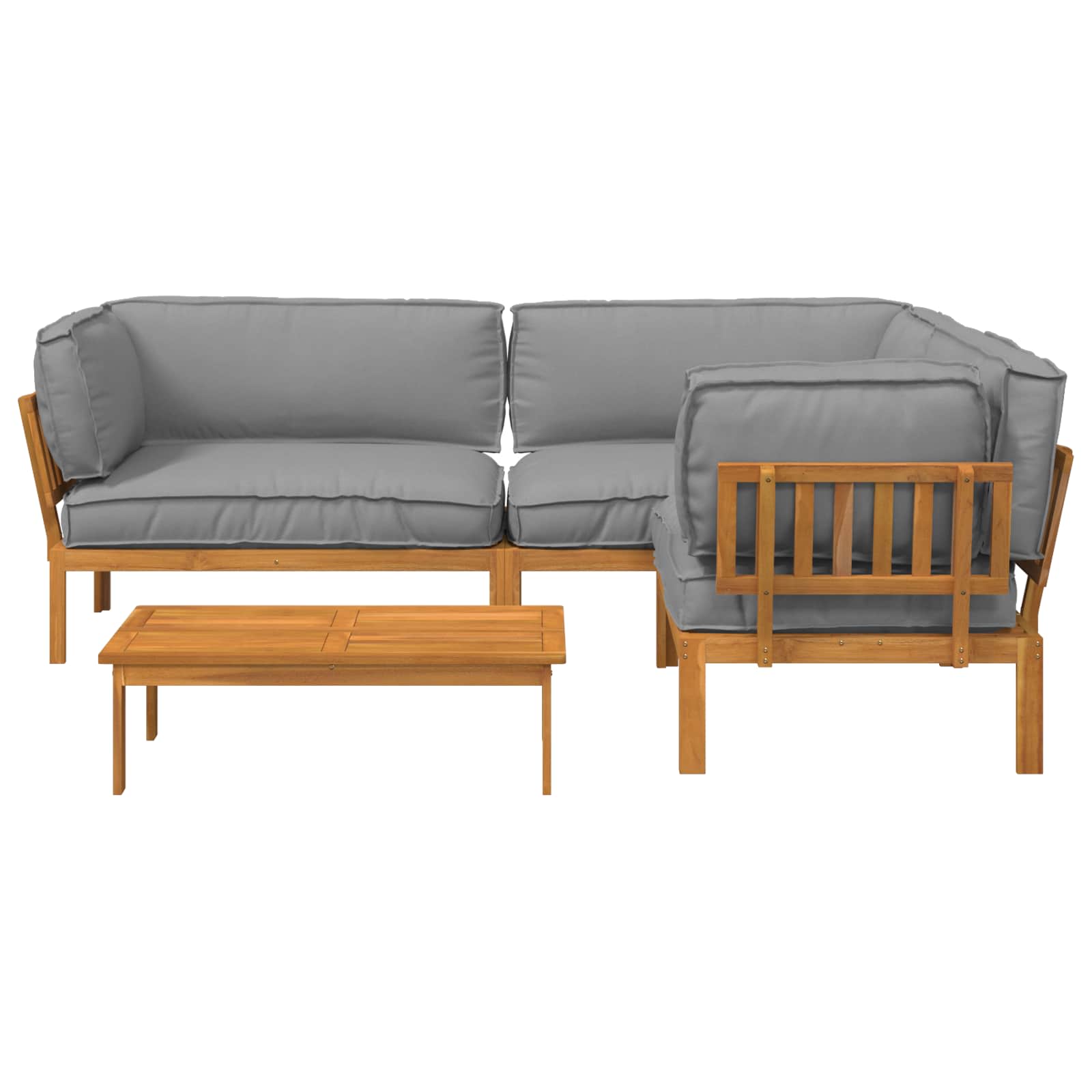 Sofa Set mit Kissen Uni 4 pcs Grau Massivholz Akazie