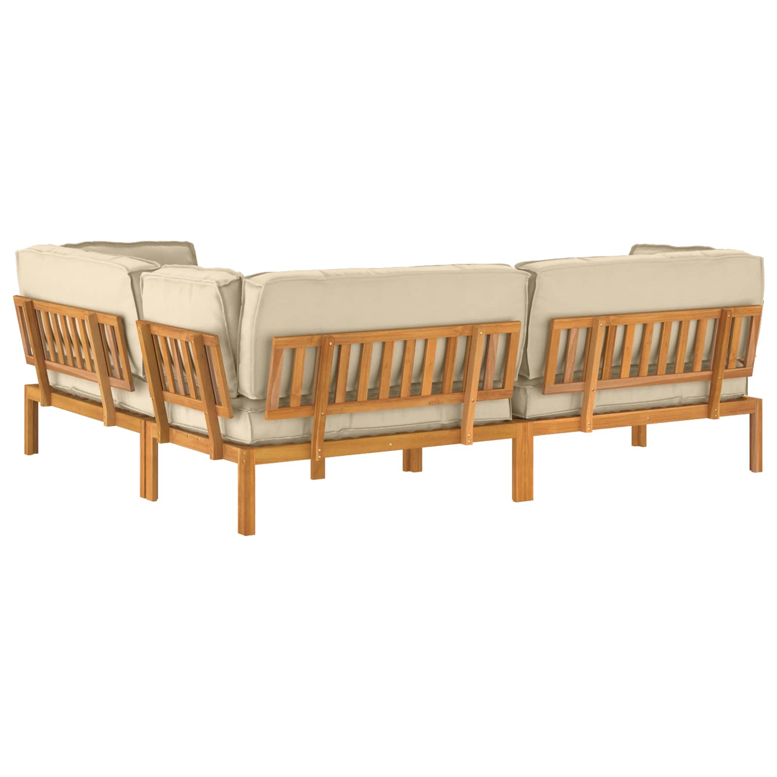Sofa Set mit Kissen Uni 4 pcs Beige Massivholz Akazie
