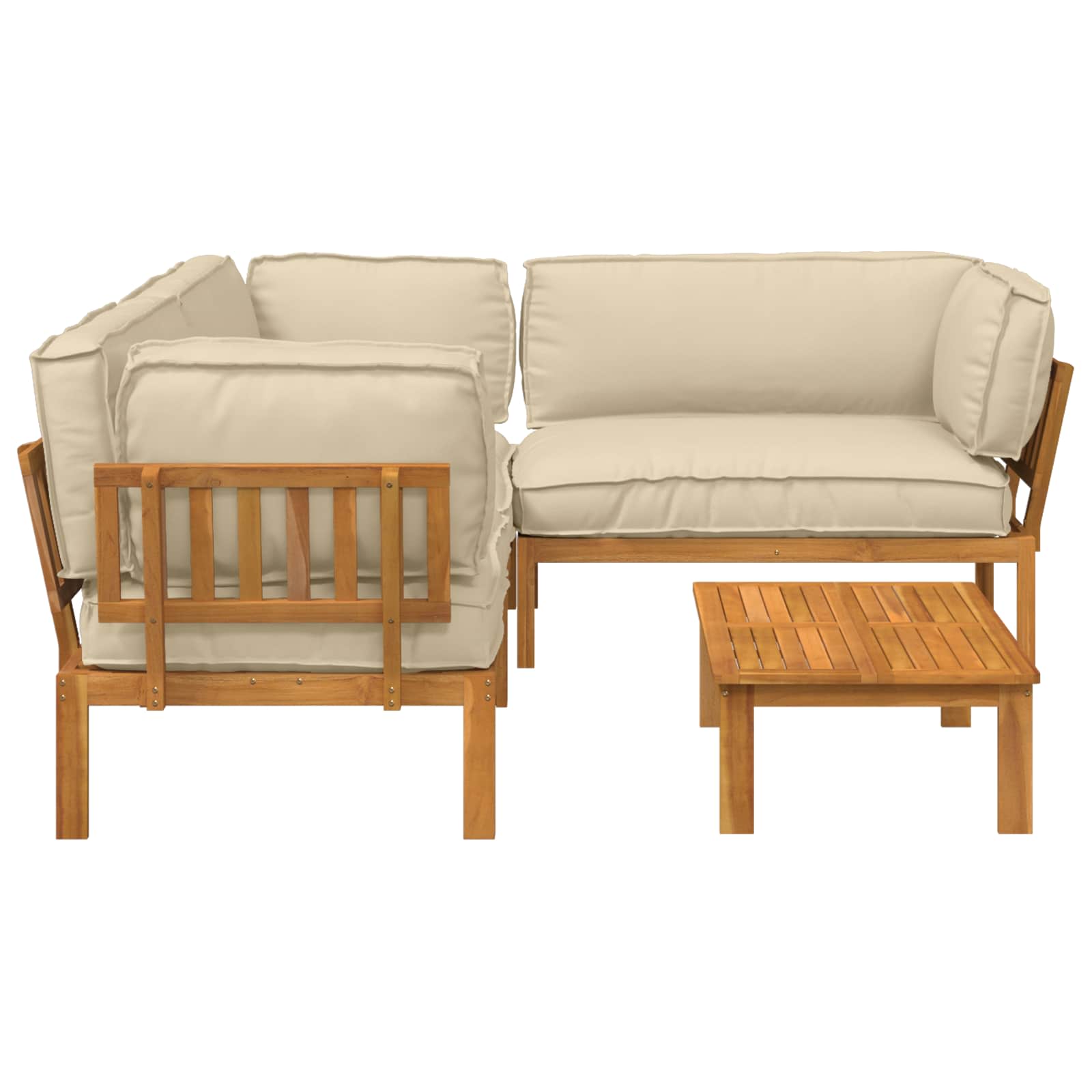 Sofa Set mit Kissen Uni 4 pcs Beige Massivholz Akazie