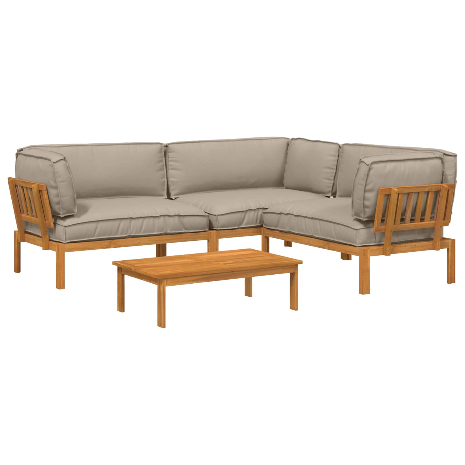 Sofa Set mit Kissen Uni 4 pcs Taupe Massivholz Akazie