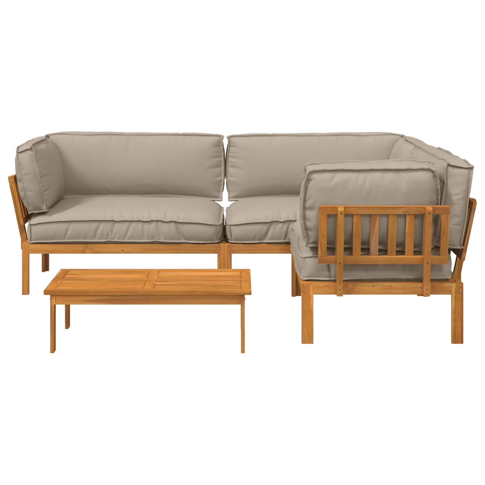 Sofa Set mit Kissen Uni 4 pcs Taupe Massivholz Akazie