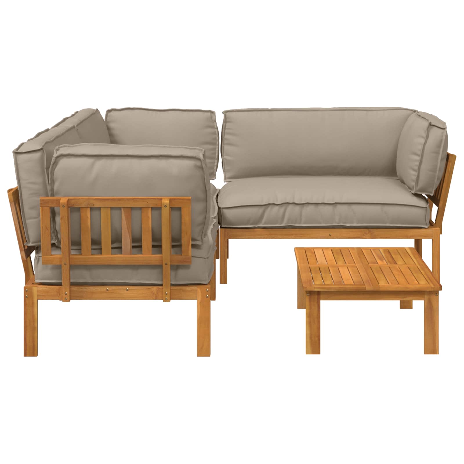 Sofa Set mit Kissen Uni 4 pcs Taupe Massivholz Akazie