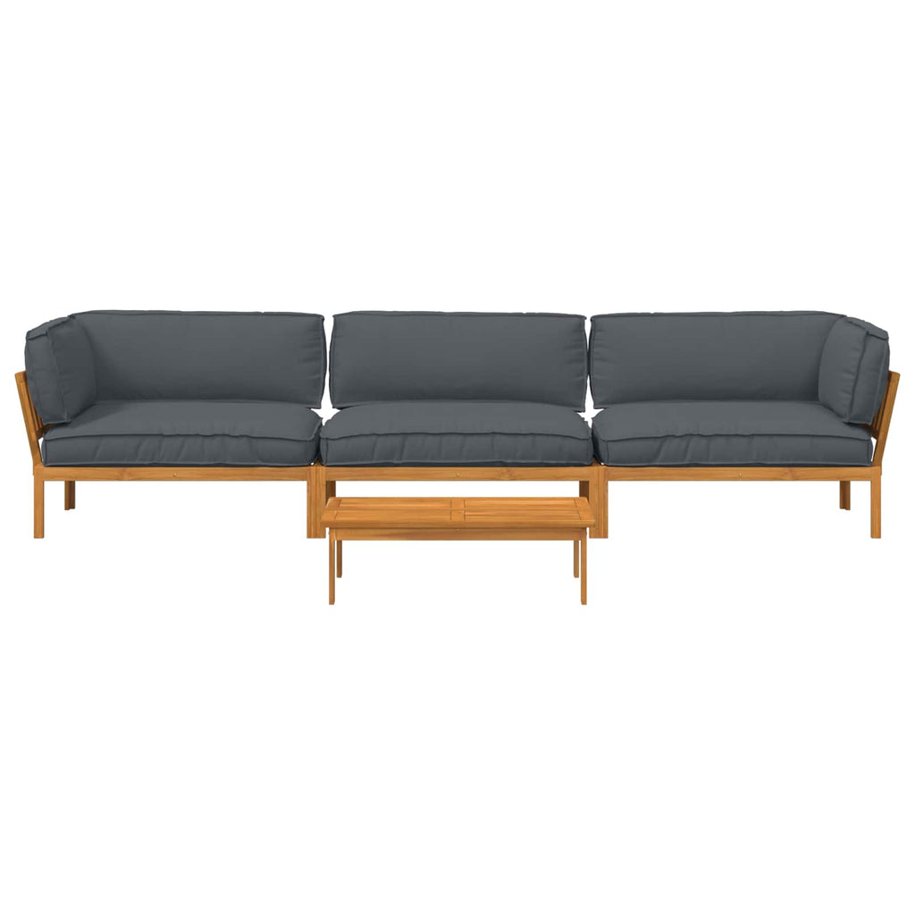 Sofa Set mit Kissen Uni 4 pcs Anthrazit Massivholz Akazie