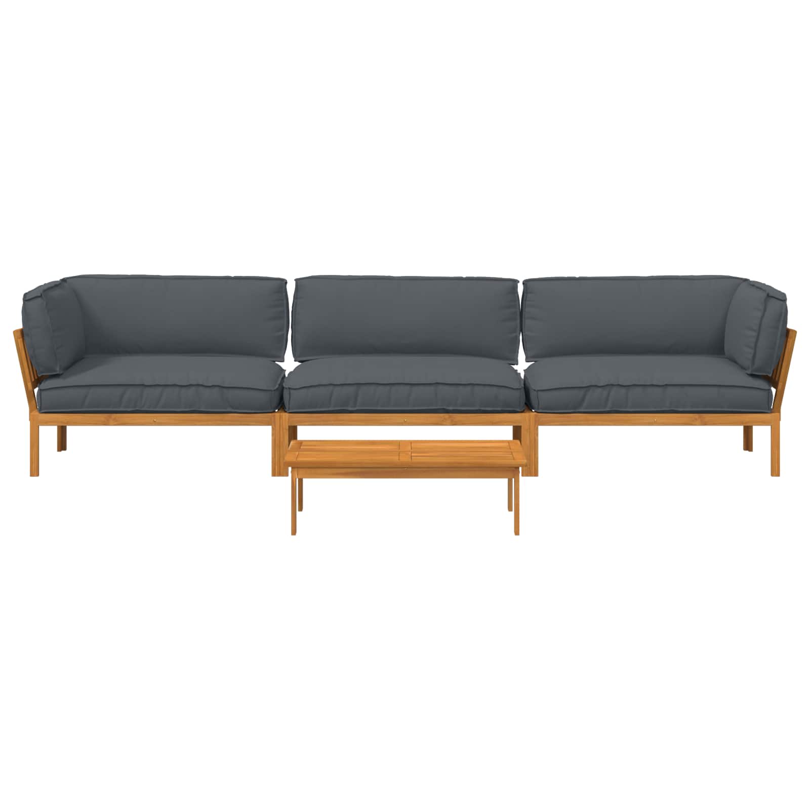 Sofa Set mit Kissen Uni 4 pcs Anthrazit Massivholz Akazie