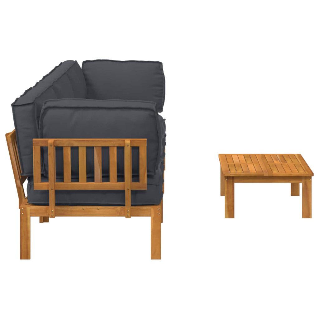 Sofa Set mit Kissen Uni 4 pcs Anthrazit Massivholz Akazie