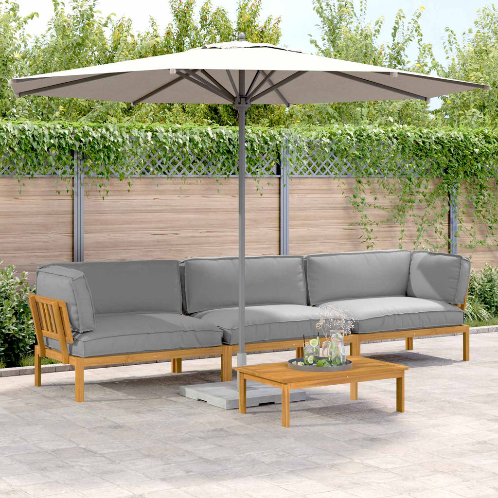 Sofa Set mit Kissen Uni 4 pcs Grau Massivholz Akazie