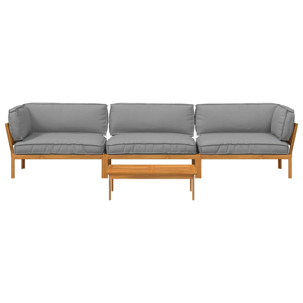 Sofa Set mit Kissen Uni 4 pcs Grau Massivholz Akazie