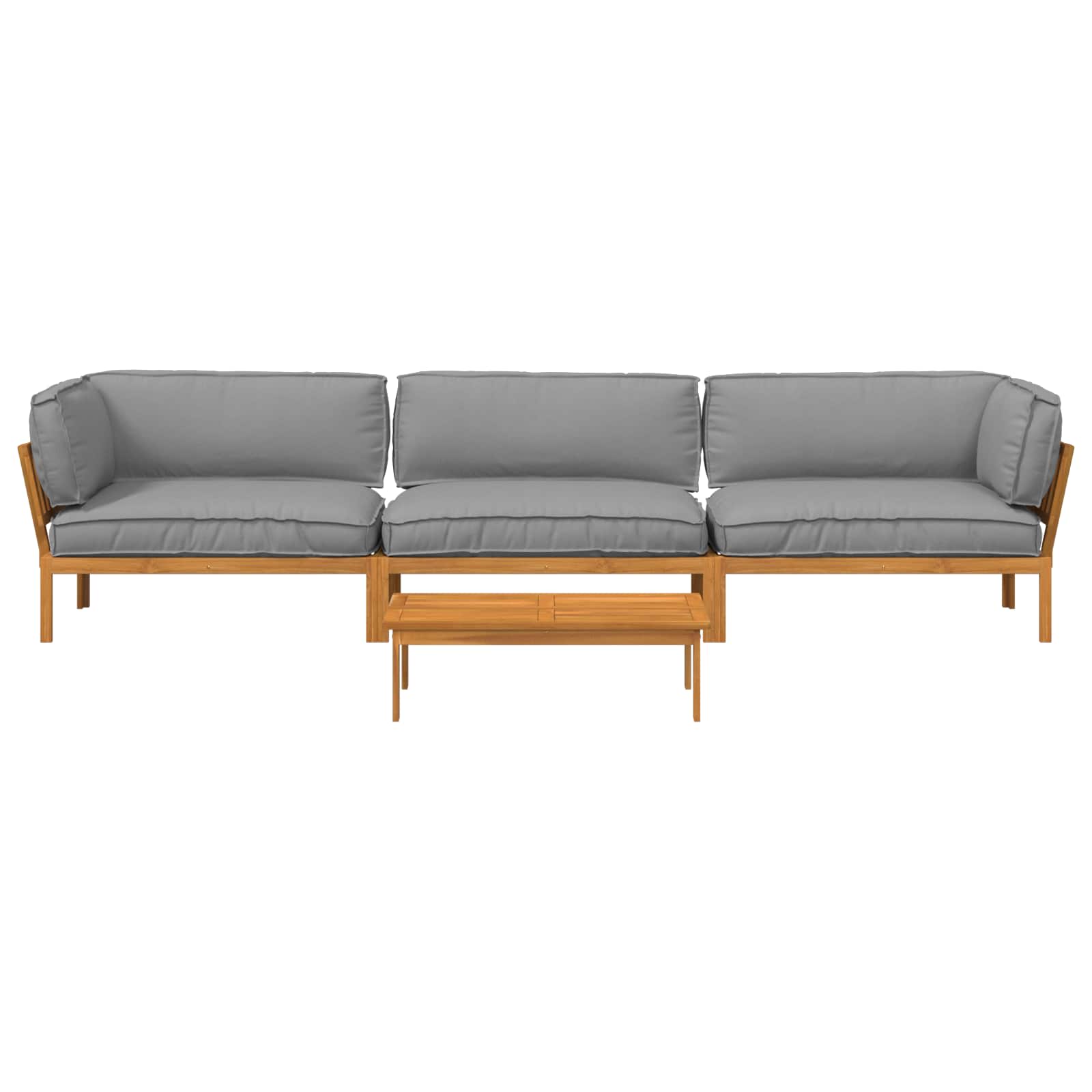 Sofa Set mit Kissen Uni 4 pcs Grau Massivholz Akazie