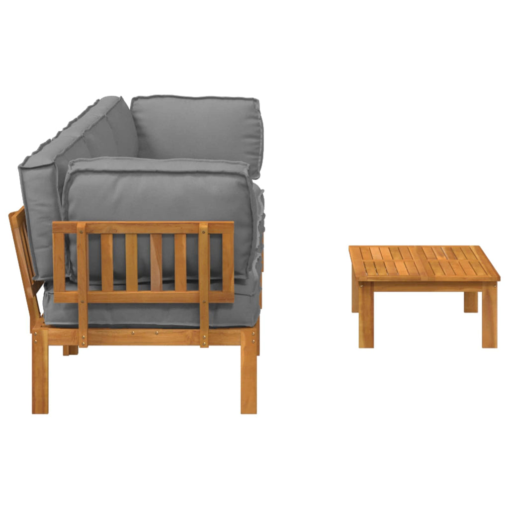 Sofa Set mit Kissen Uni 4 pcs Grau Massivholz Akazie