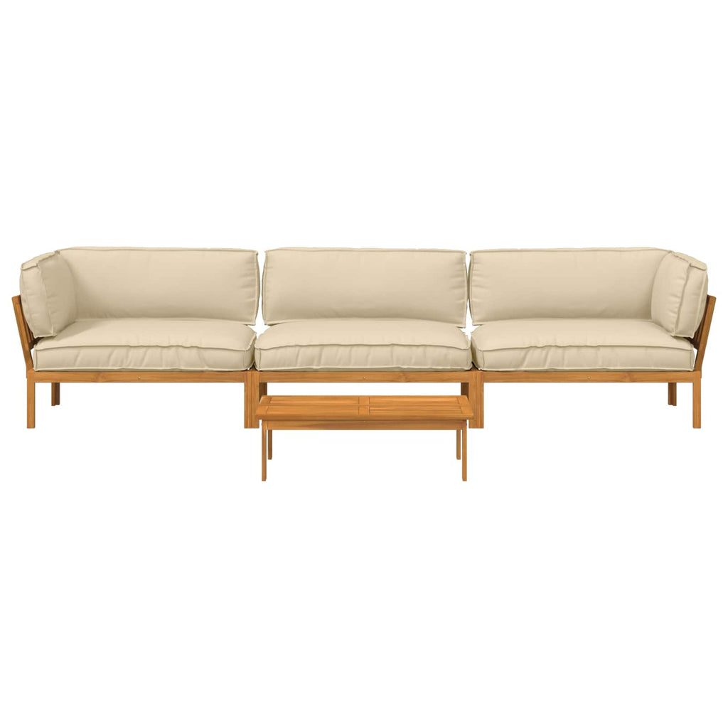 Sofa Set mit Kissen Uni 4 pcs Beige Massivholz Akazie