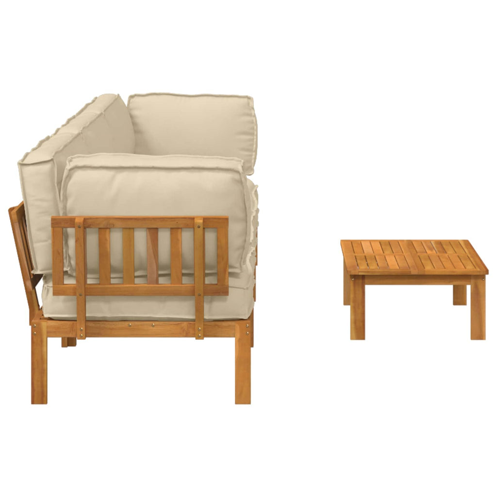 Sofa Set mit Kissen Uni 4 pcs Beige Massivholz Akazie