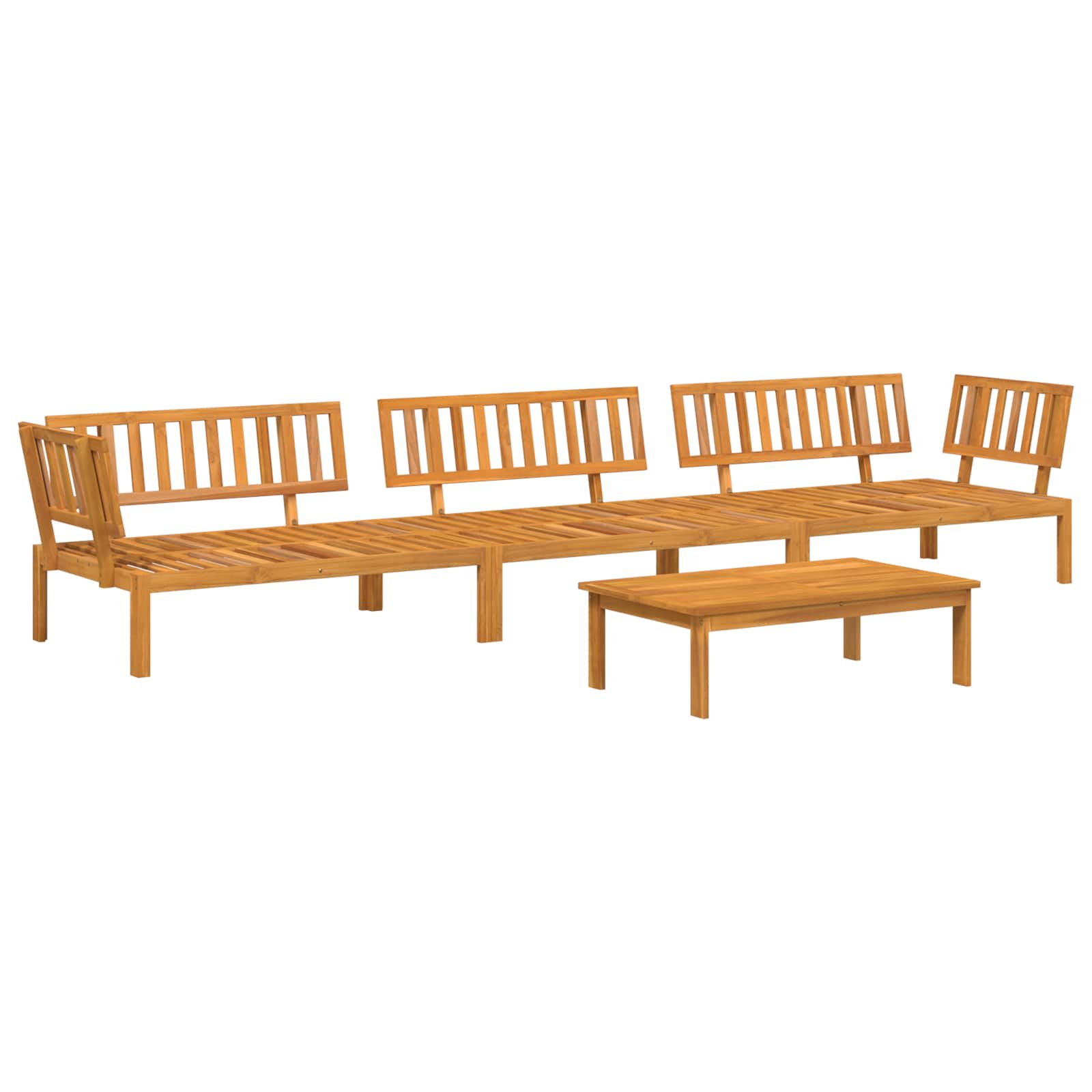 Sofa Set mit Kissen Uni 4 pcs Taupe Massivholz Akazie