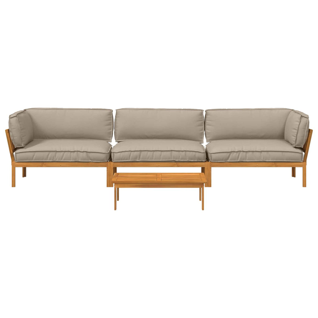 Sofa Set mit Kissen Uni 4 pcs Taupe Massivholz Akazie