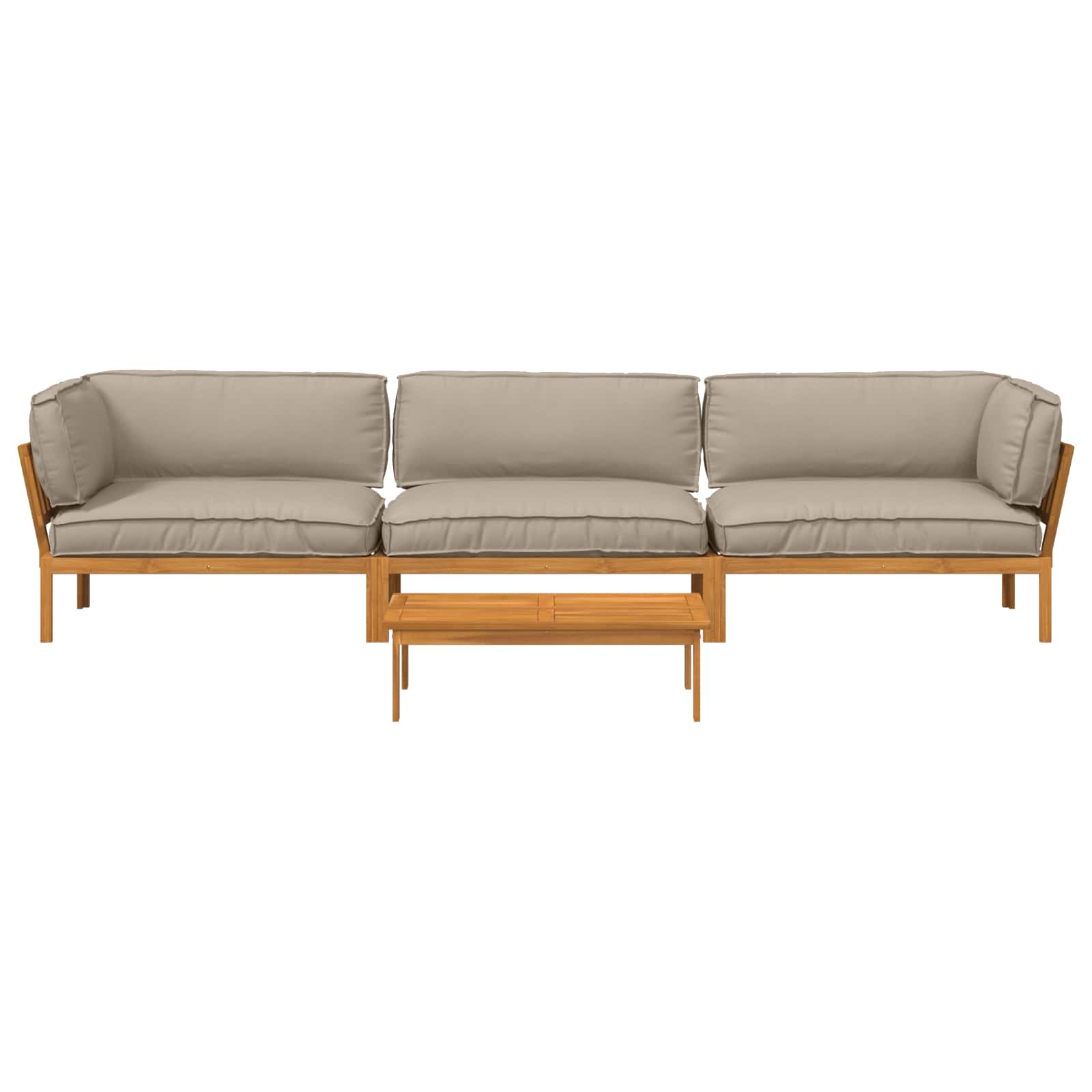 Sofa Set mit Kissen Uni 4 pcs Taupe Massivholz Akazie