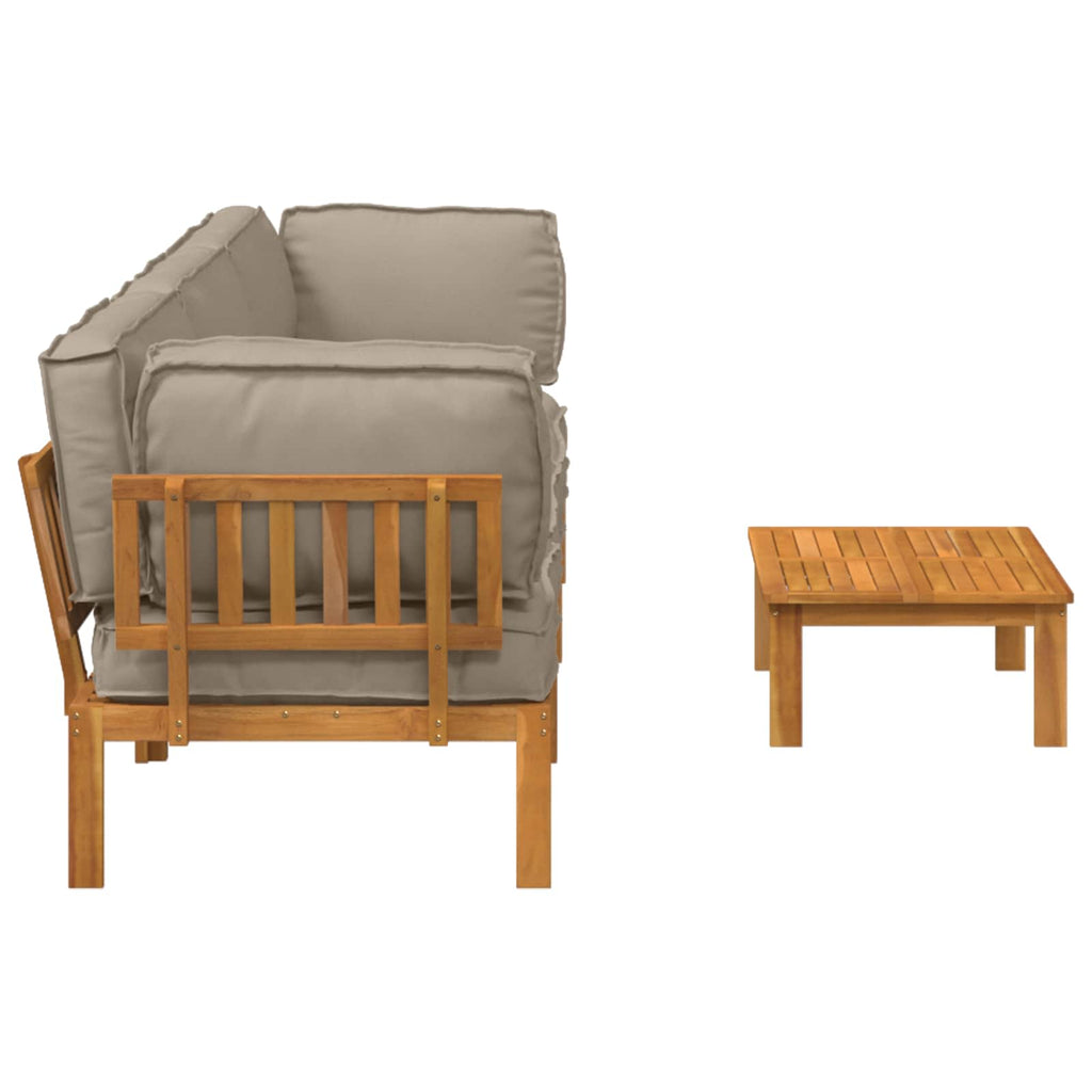 Sofa Set mit Kissen Uni 4 pcs Taupe Massivholz Akazie