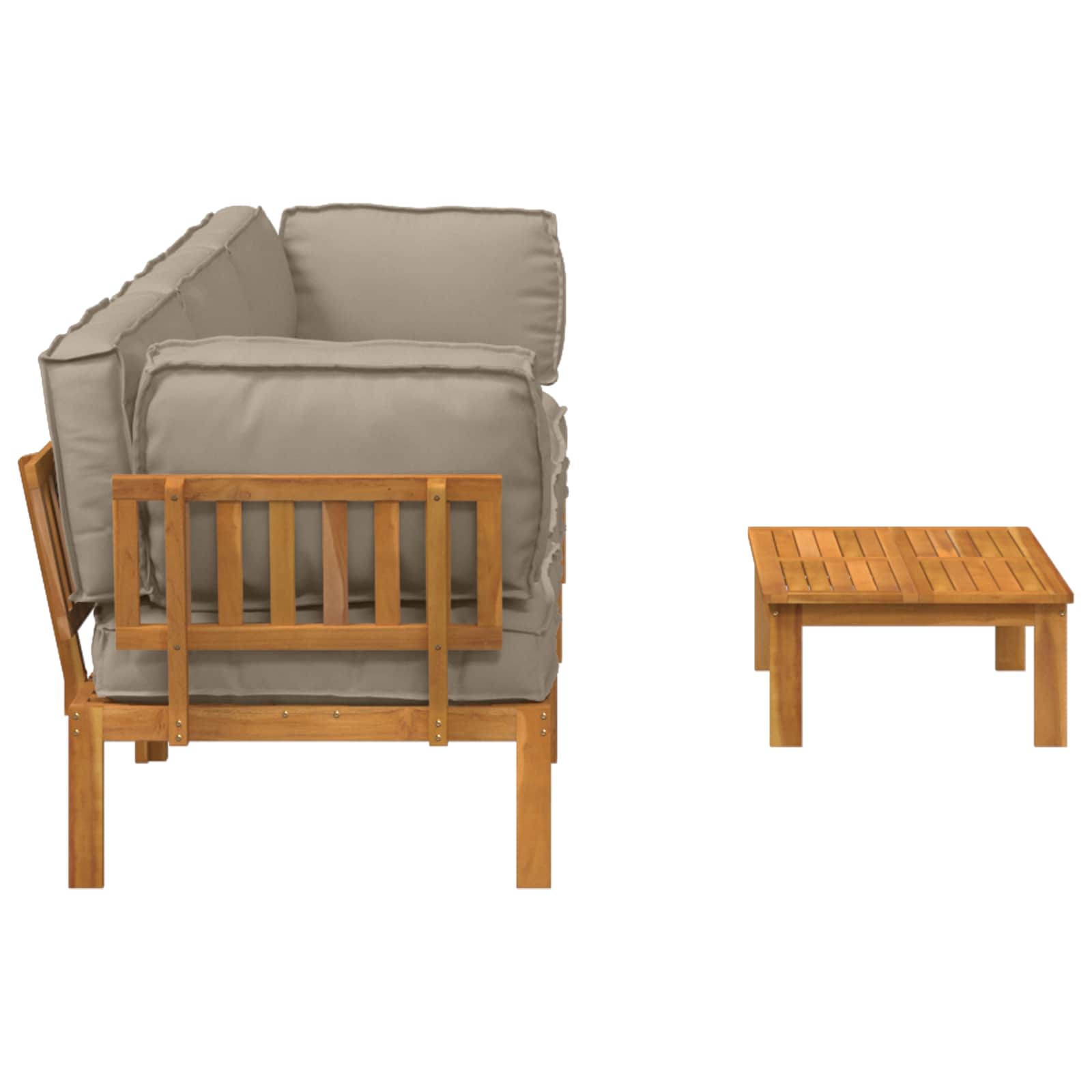 Sofa Set mit Kissen Uni 4 pcs Taupe Massivholz Akazie