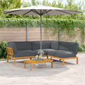 Sofa Set mit Kissen Uni 4 pcs Anthrazit Massivholz Akazie