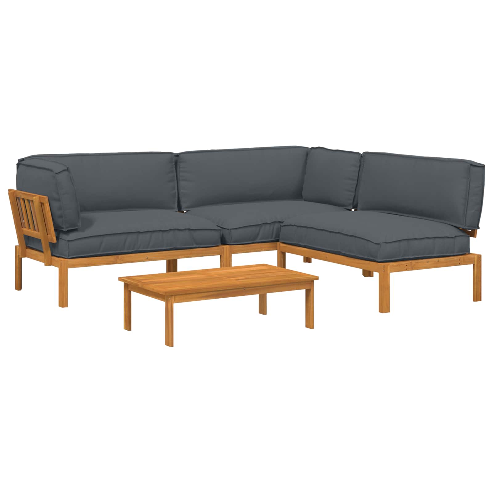 Sofa Set mit Kissen Uni 4 pcs Anthrazit Massivholz Akazie