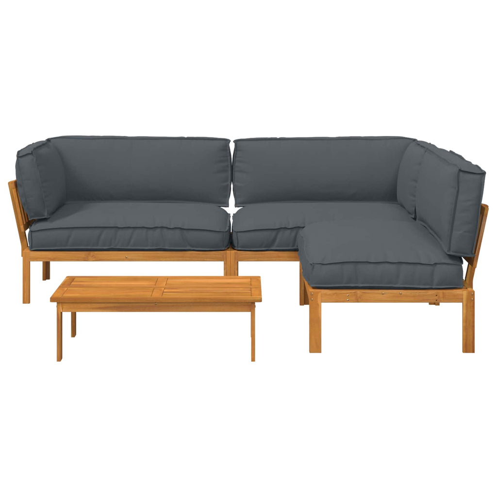 Sofa Set mit Kissen Uni 4 pcs Anthrazit Massivholz Akazie