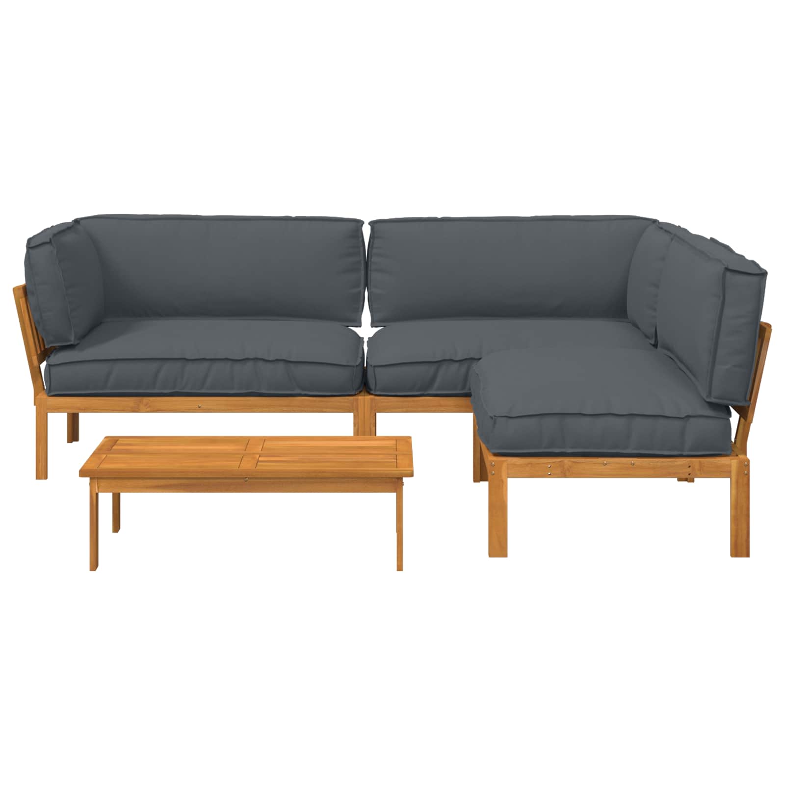 Sofa Set mit Kissen Uni 4 pcs Anthrazit Massivholz Akazie