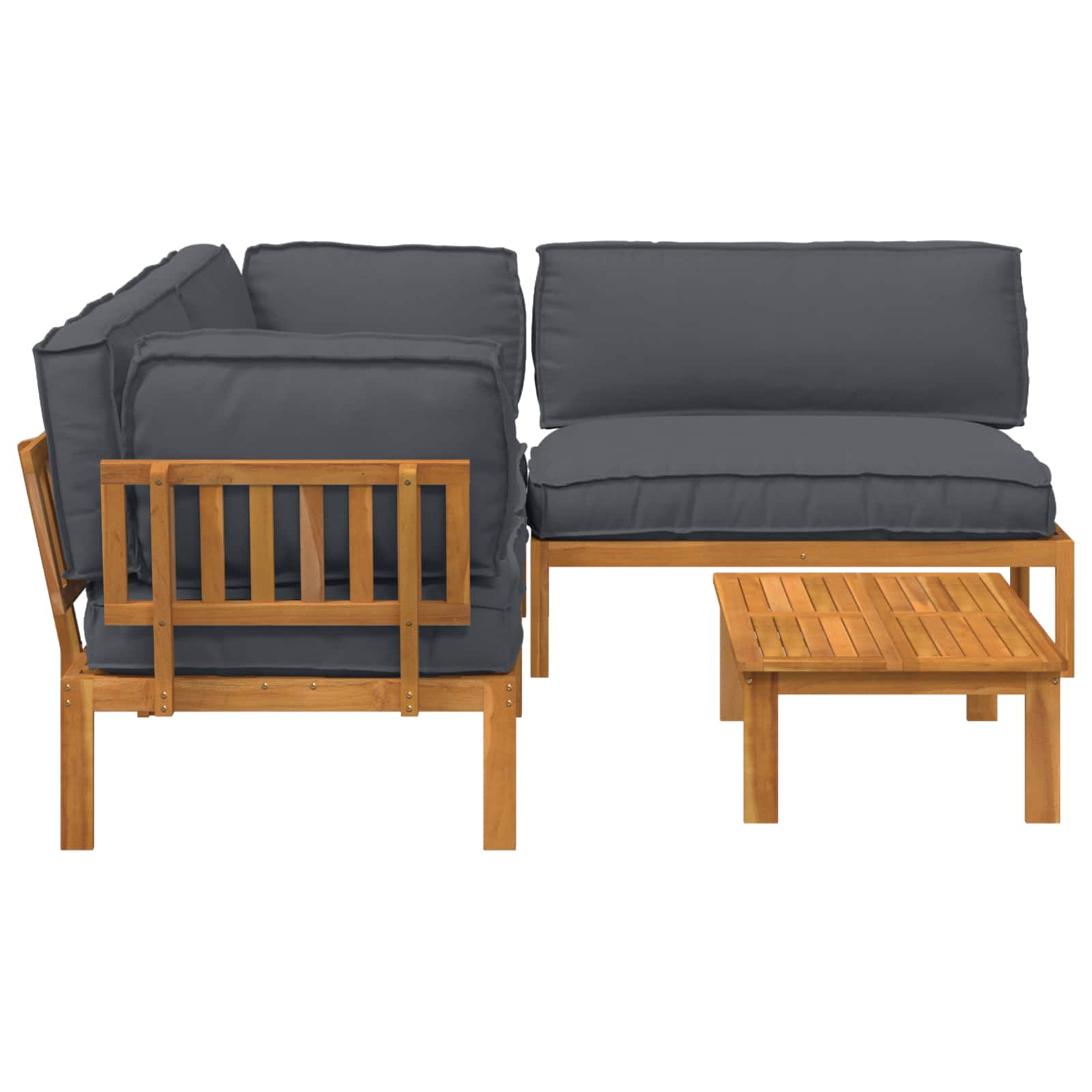 Sofa Set mit Kissen Uni 4 pcs Anthrazit Massivholz Akazie