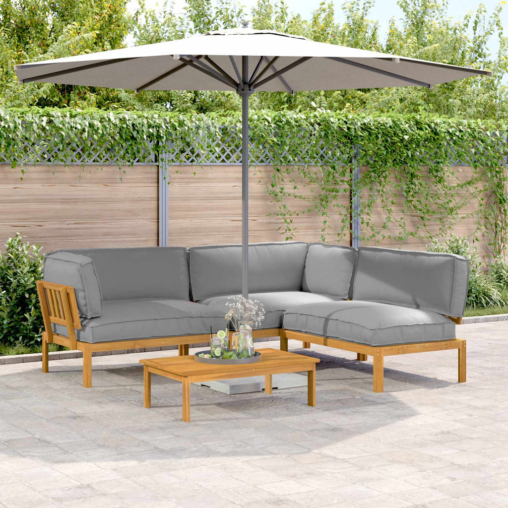 Sofa Set 4 pcs Grau Massivholz Akazie