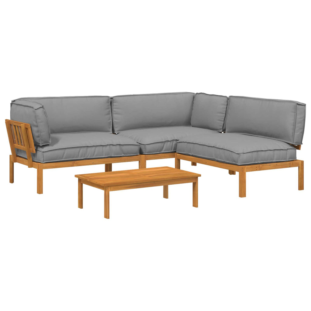 Sofa Set 4 pcs Grau Massivholz Akazie