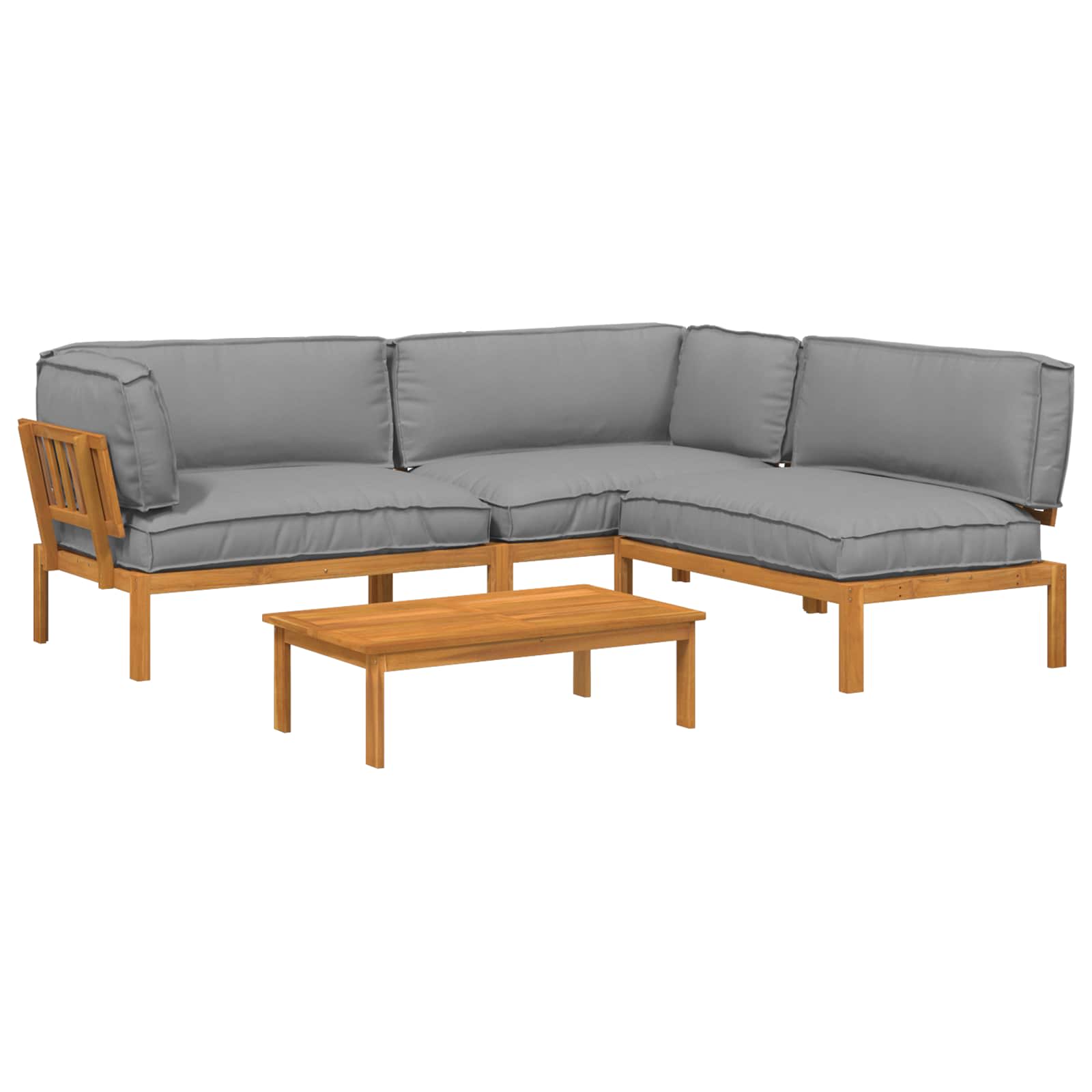 Sofa Set 4 pcs Grau Massivholz Akazie