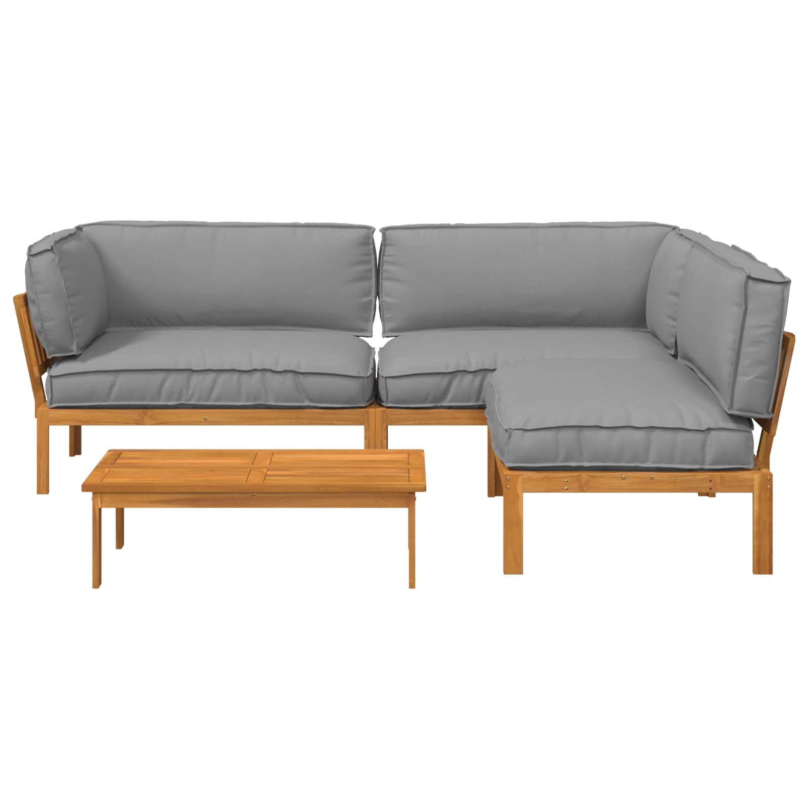 Sofa Set 4 pcs Grau Massivholz Akazie