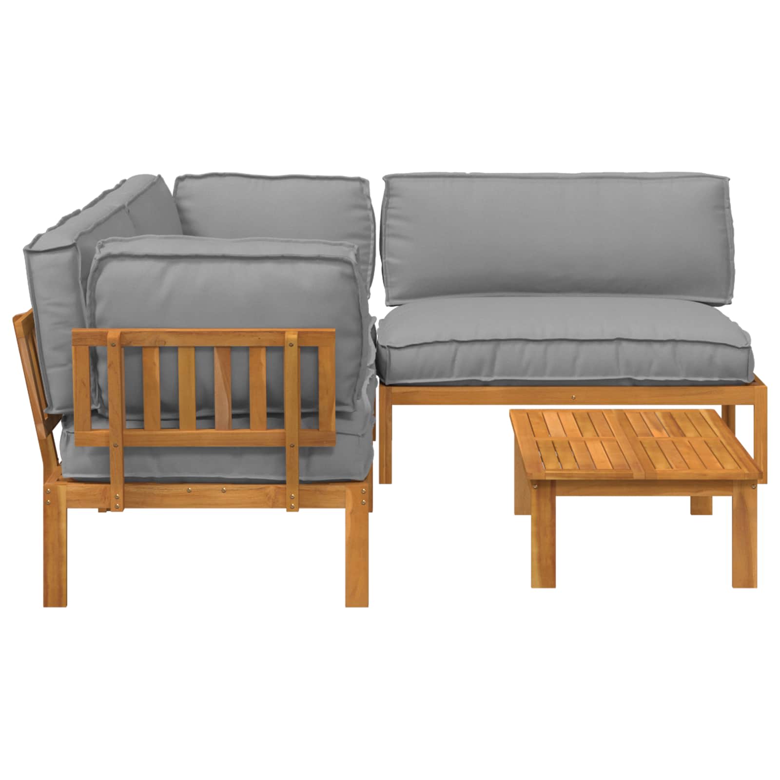 Sofa Set 4 pcs Grau Massivholz Akazie
