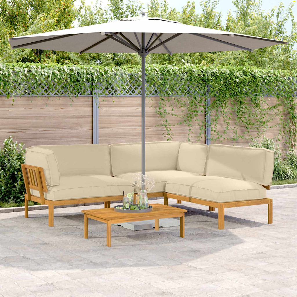 Sofa Set mit Kissen Uni 4 pcs Beige Massivholz Akazie