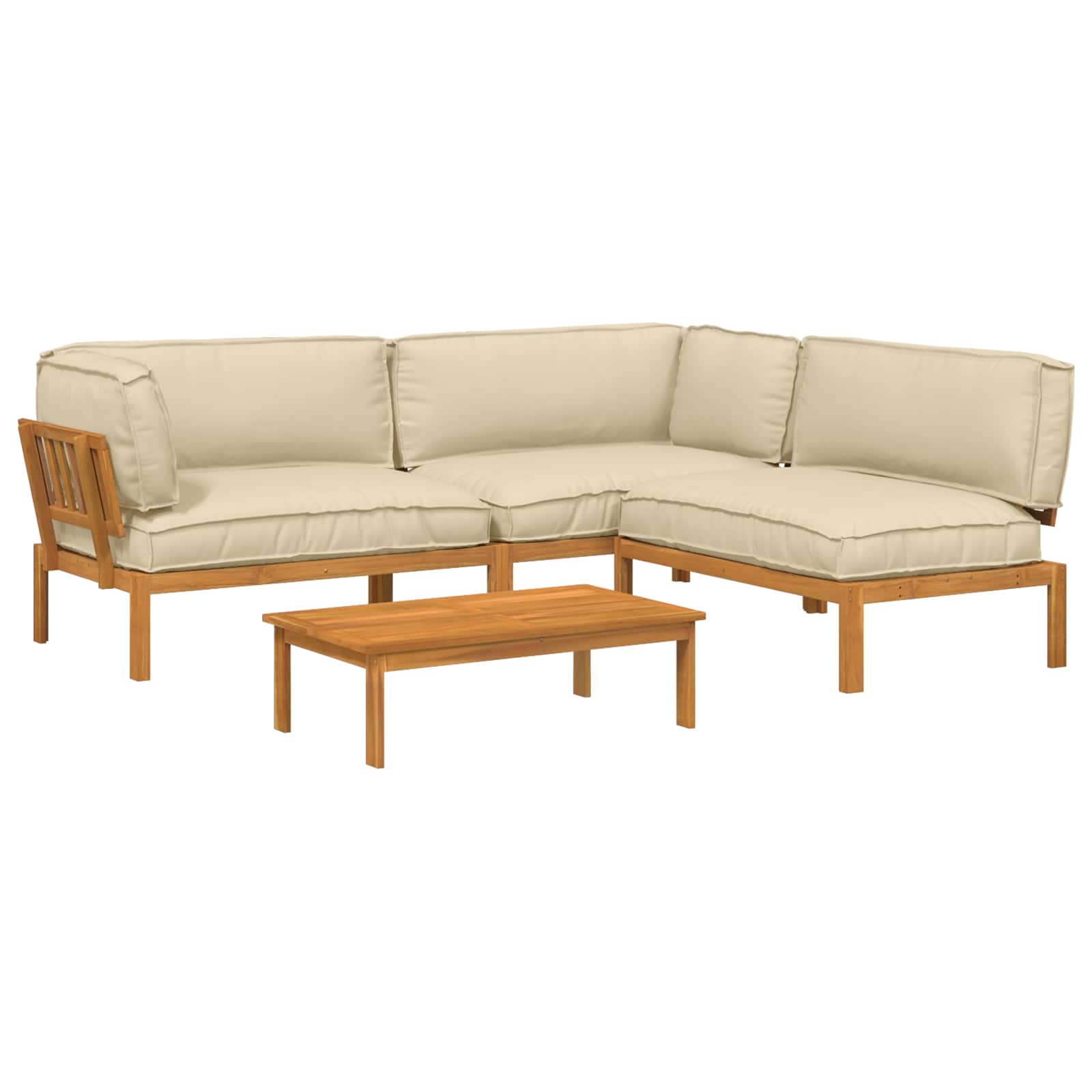 Sofa Set mit Kissen Uni 4 pcs Beige Massivholz Akazie