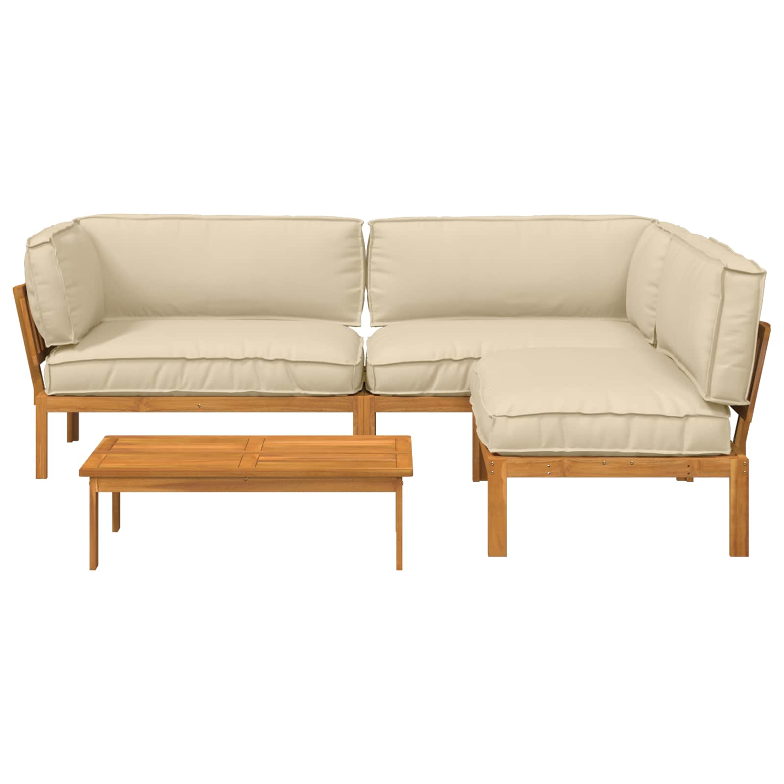 Sofa Set mit Kissen Uni 4 pcs Beige Massivholz Akazie