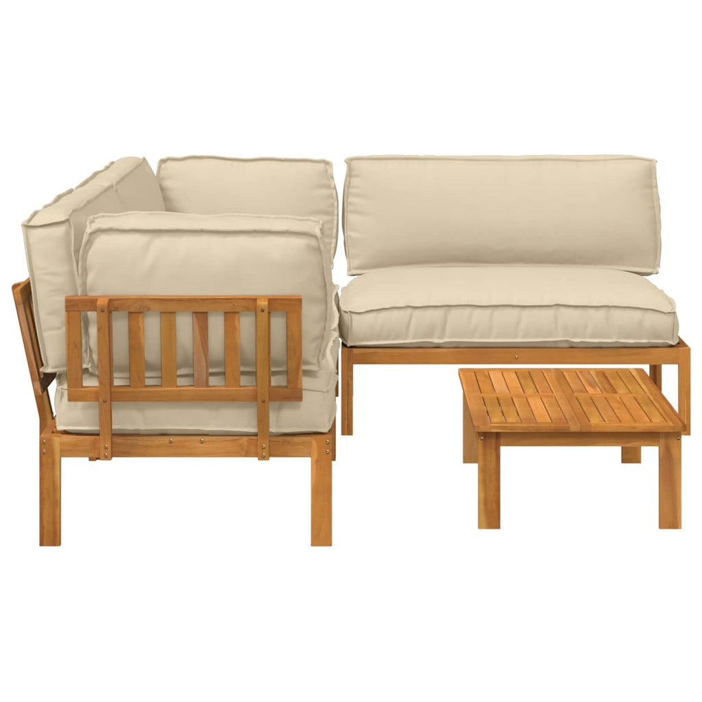 Sofa Set mit Kissen Uni 4 pcs Beige Massivholz Akazie