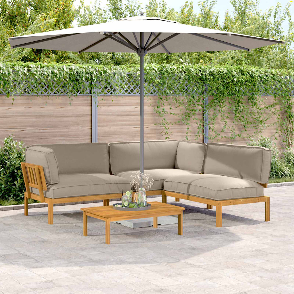 Sofa Set mit Kissen Uni 4 pcs Taupe Massivholz Akazie