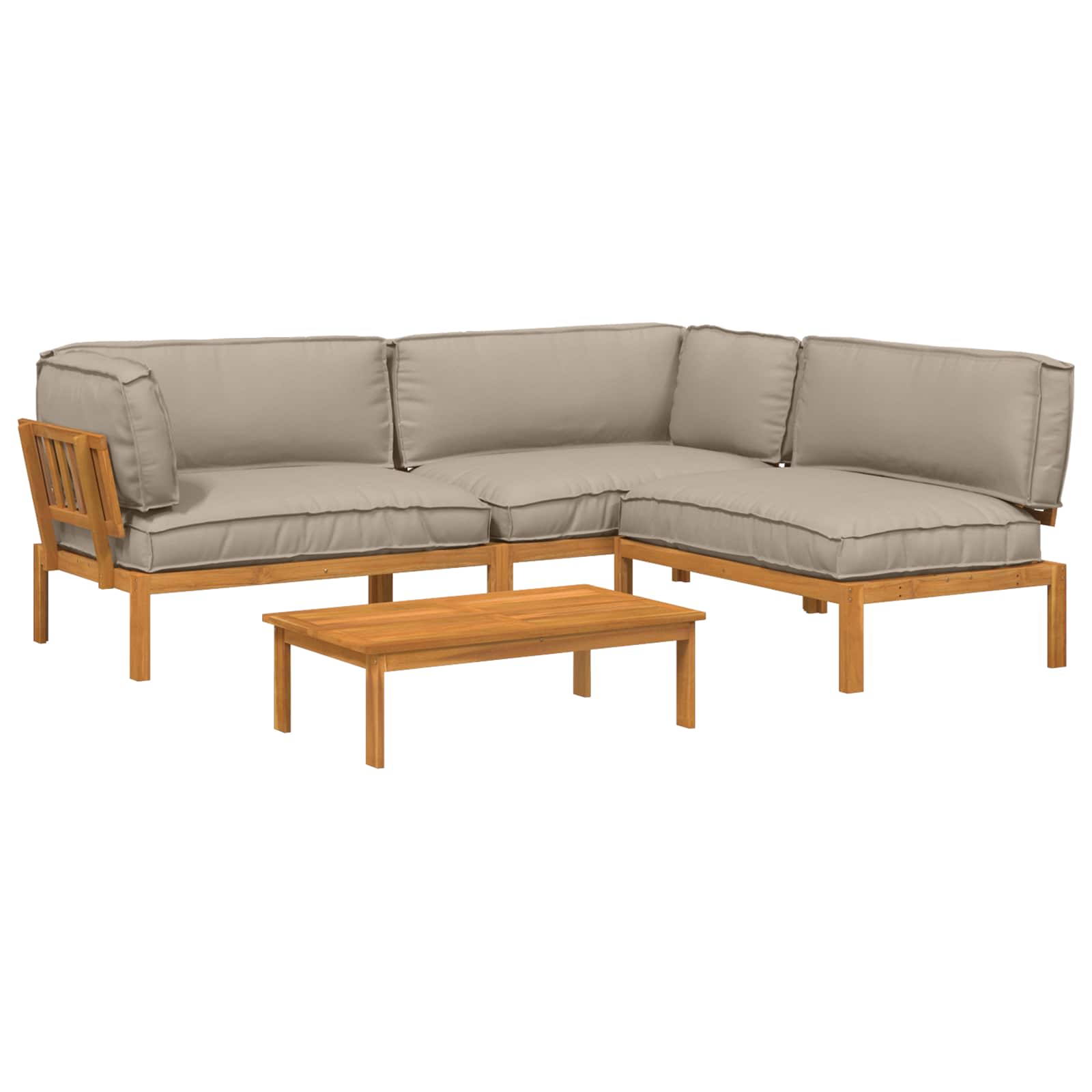 Sofa Set mit Kissen Uni 4 pcs Taupe Massivholz Akazie