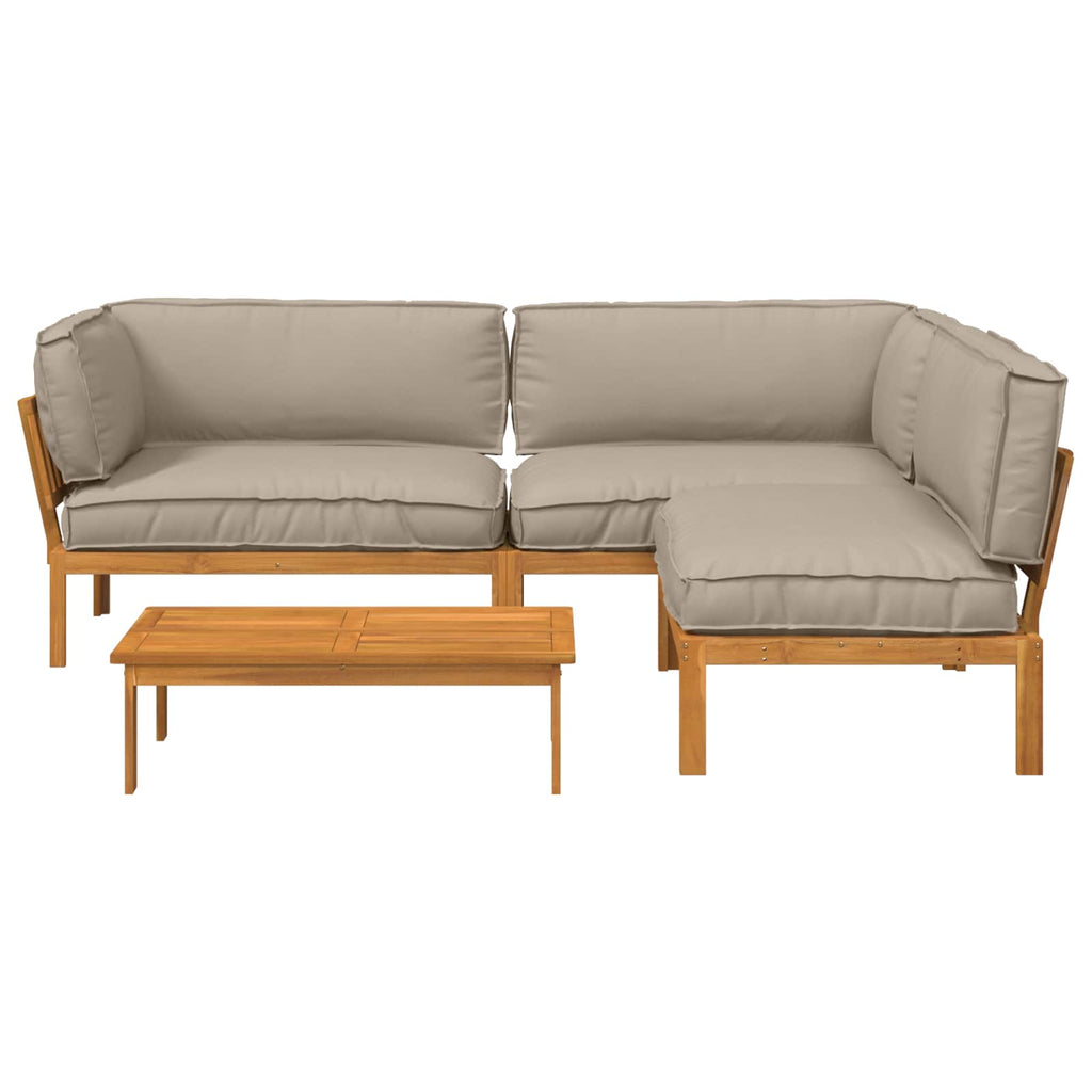 Sofa Set mit Kissen Uni 4 pcs Taupe Massivholz Akazie
