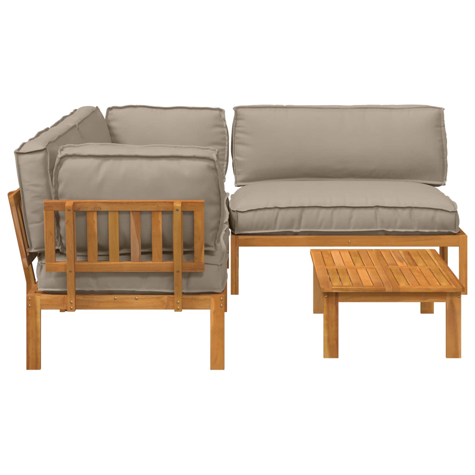 Sofa Set mit Kissen Uni 4 pcs Taupe Massivholz Akazie