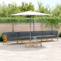 Sofa Set mit Kissen Uni 5 pcs Anthrazit Massivholz Akazie