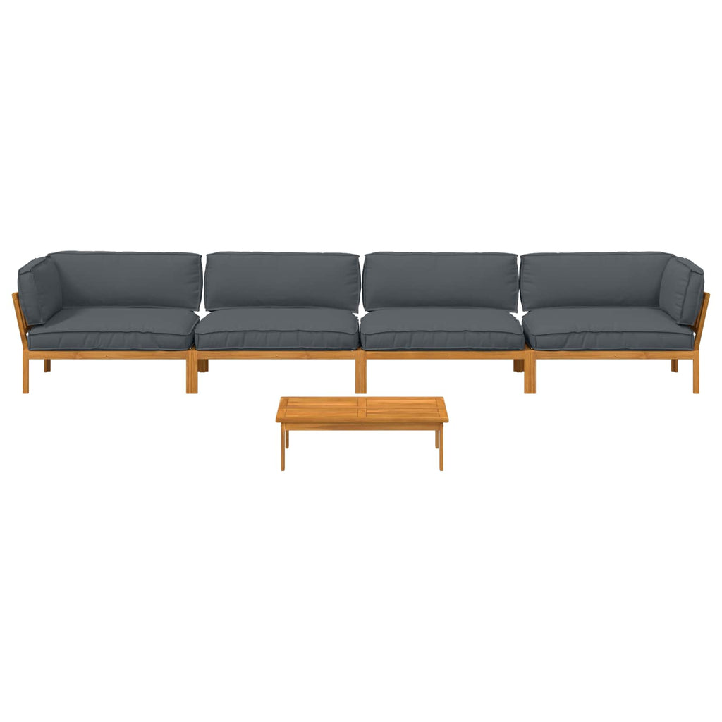 Sofa Set mit Kissen Uni 5 pcs Anthrazit Massivholz Akazie
