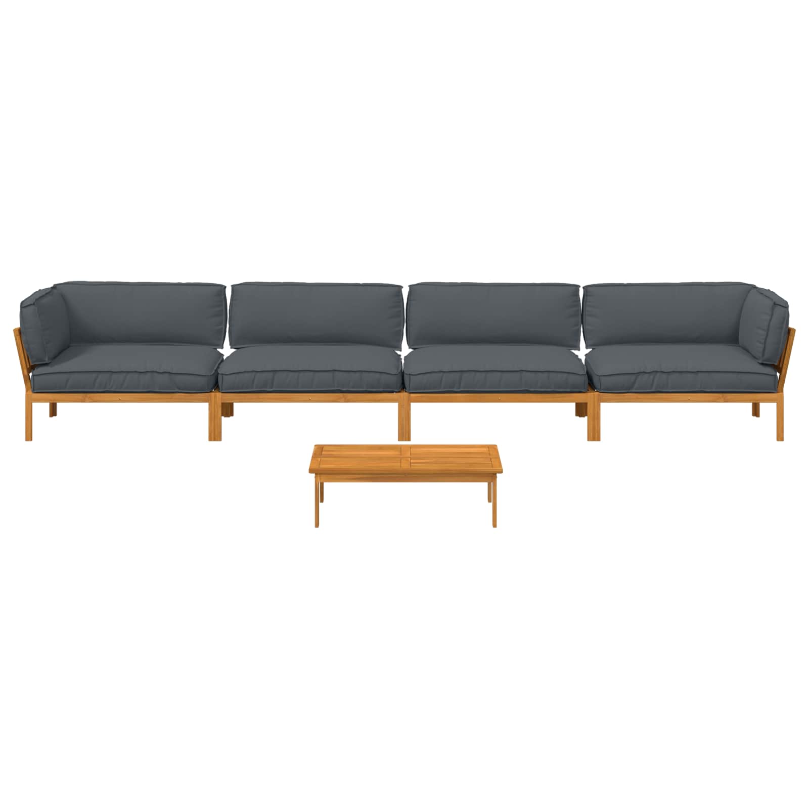 Sofa Set mit Kissen Uni 5 pcs Anthrazit Massivholz Akazie