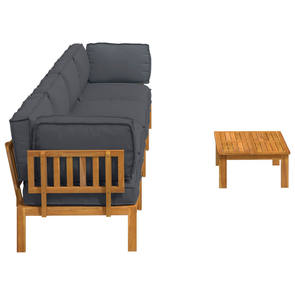 Sofa Set mit Kissen Uni 5 pcs Anthrazit Massivholz Akazie