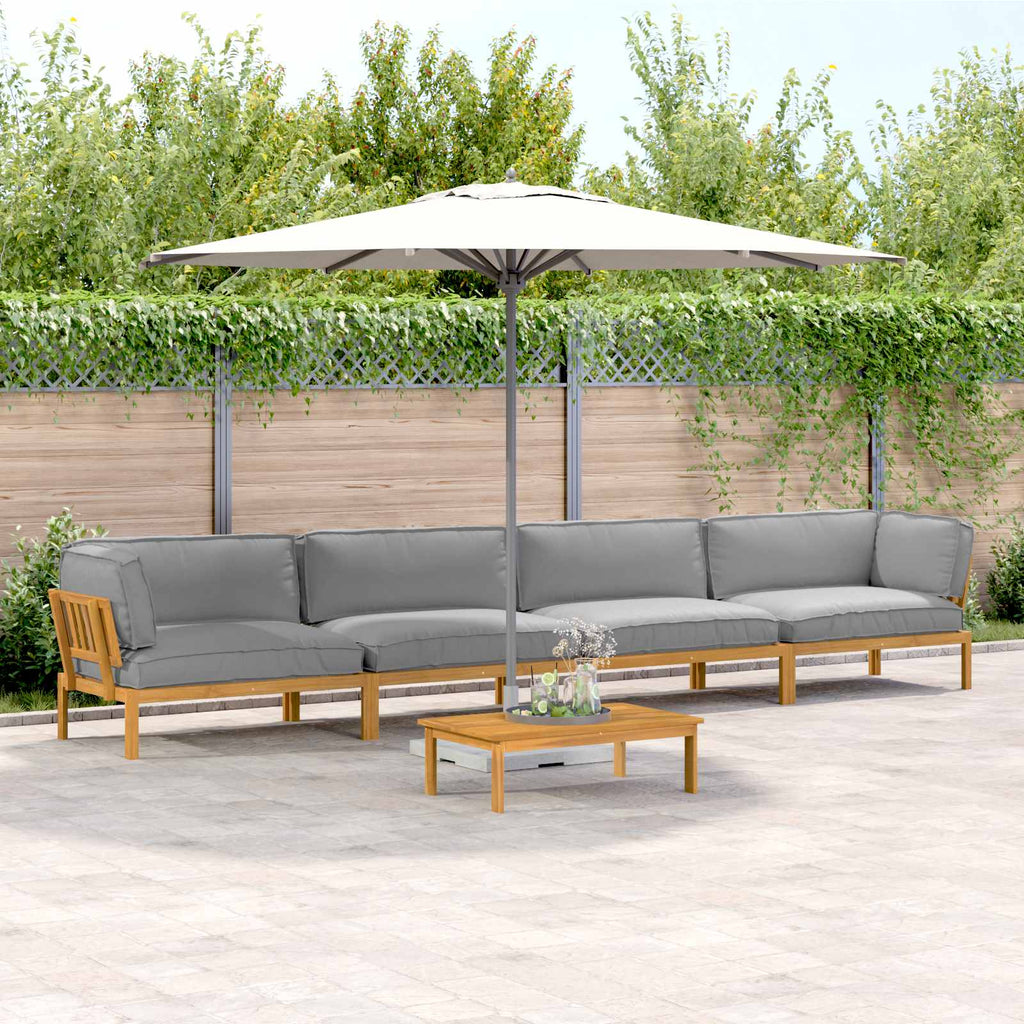 Sofa Set mit Kissen Uni 5 pcs Grau Massivholz Akazie