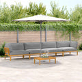 Sofa Set mit Kissen Uni 5 pcs Grau Massivholz Akazie