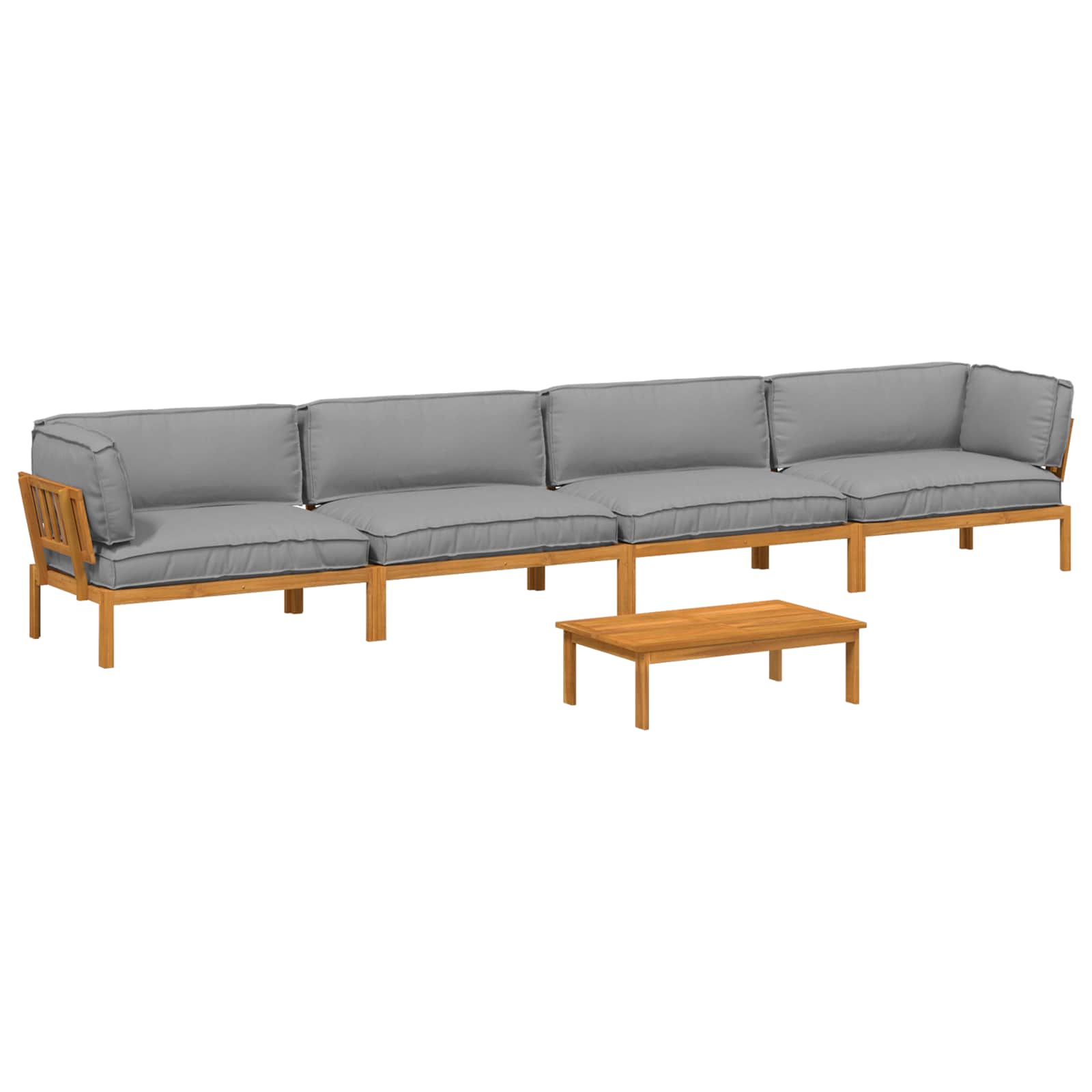 Sofa Set mit Kissen Uni 5 pcs Grau Massivholz Akazie