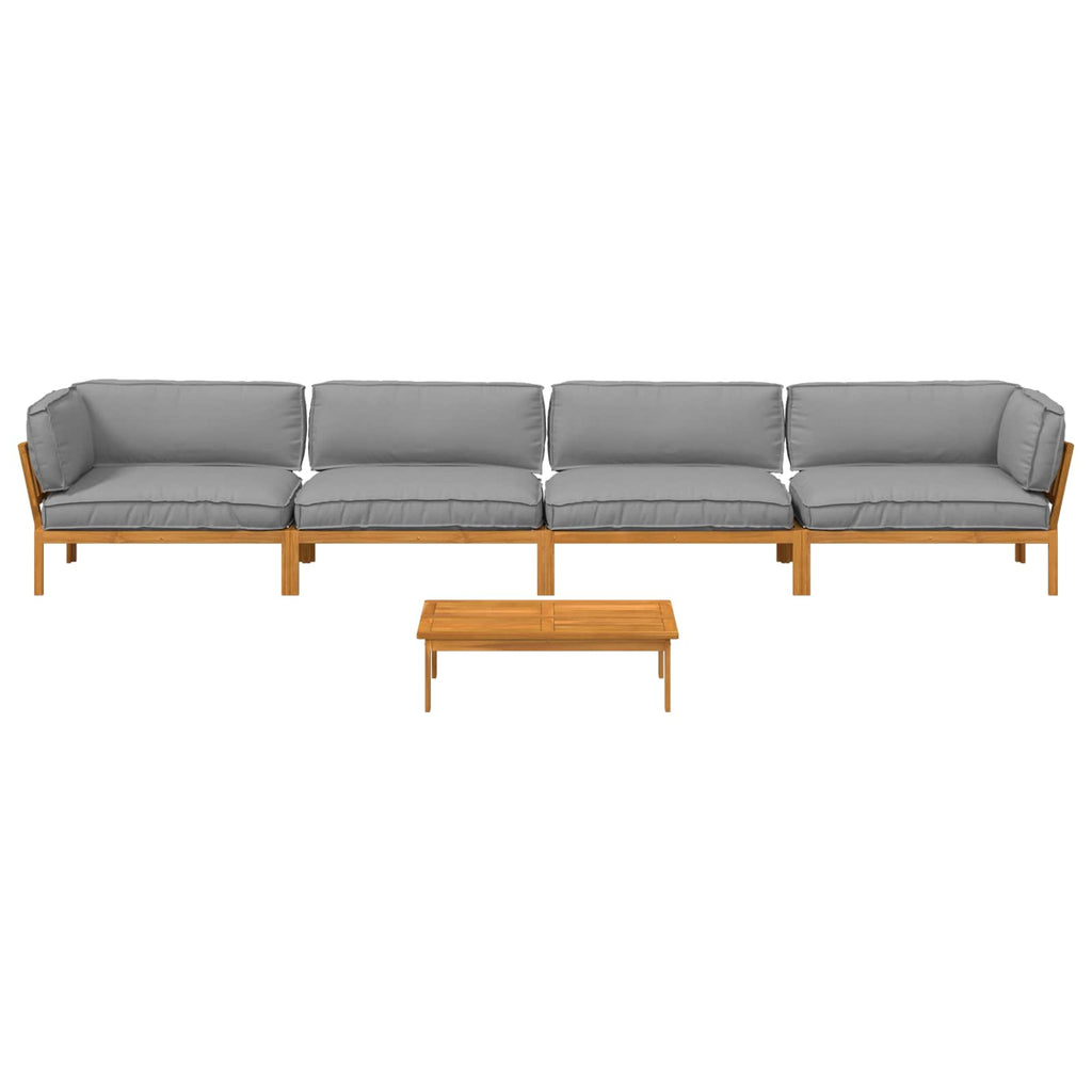 Sofa Set mit Kissen Uni 5 pcs Grau Massivholz Akazie