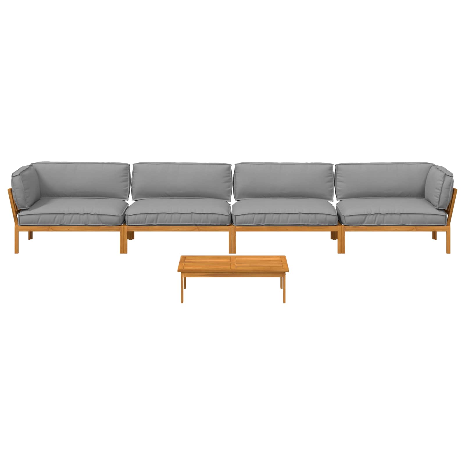Sofa Set mit Kissen Uni 5 pcs Grau Massivholz Akazie