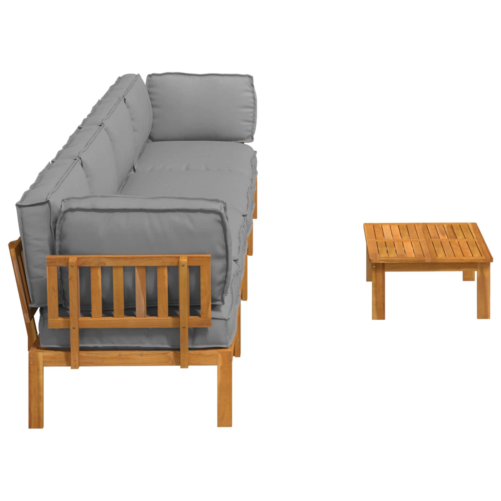 Sofa Set mit Kissen Uni 5 pcs Grau Massivholz Akazie
