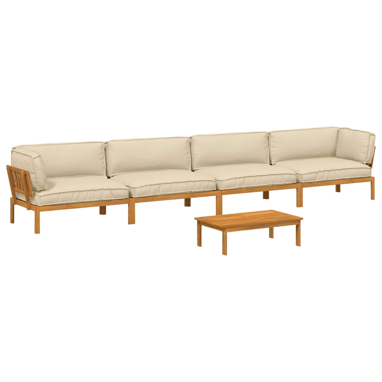 Sofa Set mit Kissen Uni 5 pcs Beige Massivholz Akazie